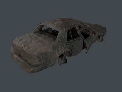 Apocalyptic Damaged Destroyed Vehicle Car Game Ready 25 Low-poly 3D model