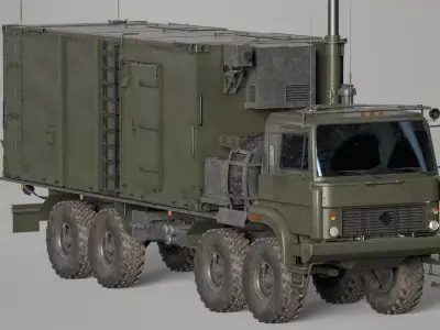 Ural-5323 S-400 Command Center PBU 55K6E Low-poly 3D model