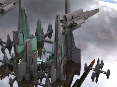 Sci Fi spaceport 1 Kitbash 3D model 3D model