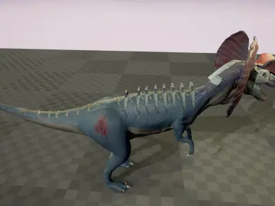 Dilophosaurus 3D model Maya 2016 Zbrush Low-poly 3D model