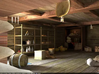 Warehouse provisions on pirate ship 3D model