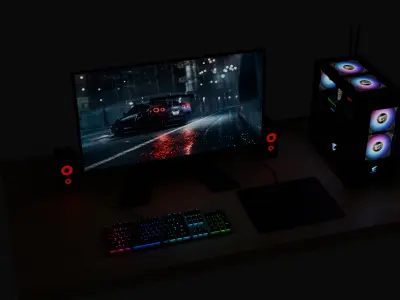 gaming pc 3d model Free low-poly 3D model