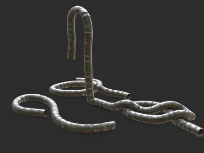 Flexible Insulation Foil Pipe Low-poly 3D model