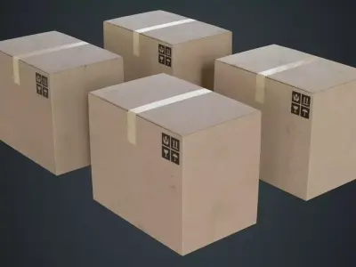 Cardboard Box 1B Low-poly 3D model