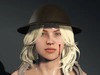 World War 2 Female Soldier Low-poly 3D model