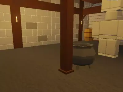 Cauldron room with pot Free 3D model