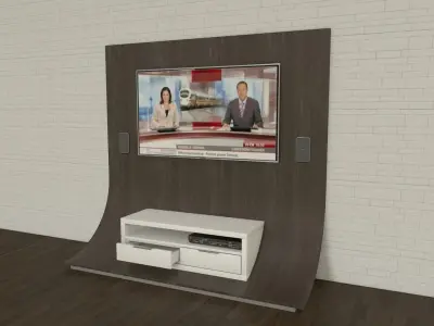 tv shelf with accessories Free 3D model