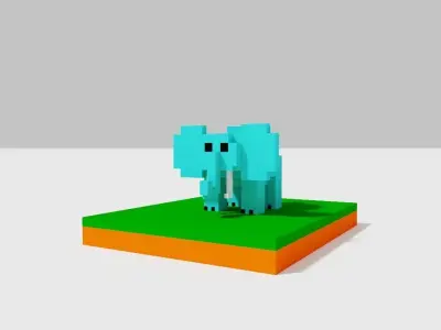 elephant pixel Free 3D model