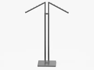 Clothing 2 Way Rack 02 Metal Black and White 3D model