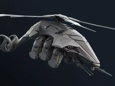 Sci-Fi Helicopter 3D model