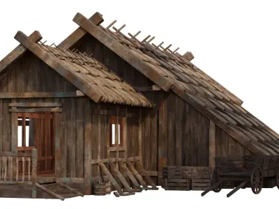 Old Medieval House 38 PBR 4K GameReady Low-poly 3D model