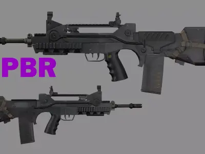 Famas F1 Assault Rifle Game Ready Low-Poly 3D Model Low-poly 3D model