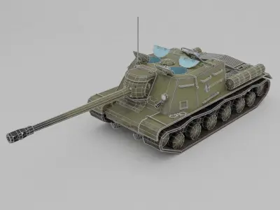 ISU-122s Tank destroyer Low-poly 3D model