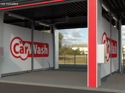 Self Service Car Wash with Vehicles 3D model