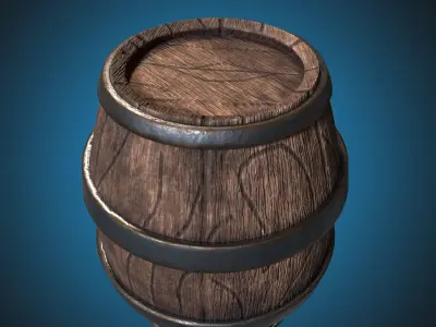 Old Wooden Barrel Low-poly 3D Model Low-poly 3D model