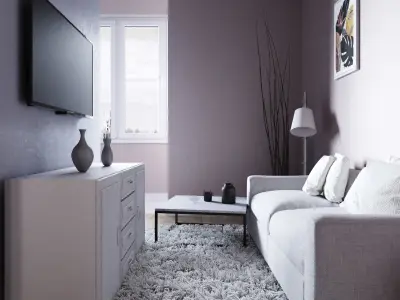 Apartments living room with walls and couch Free 3D model