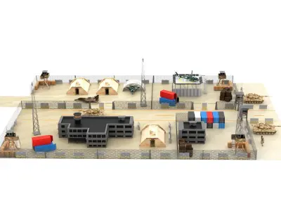 Uzbekistan Military Base Low-poly 3D model