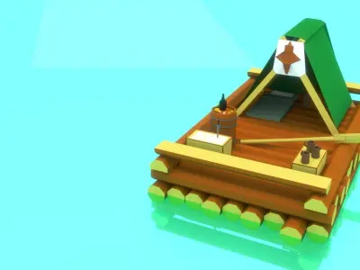 Low-Poly Water Raft Model Low-poly 3D model