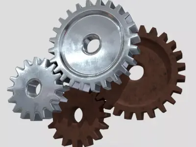 Gears three Low-poly 3D model