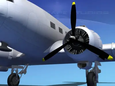 Douglas DC-3 TWA 3D model
