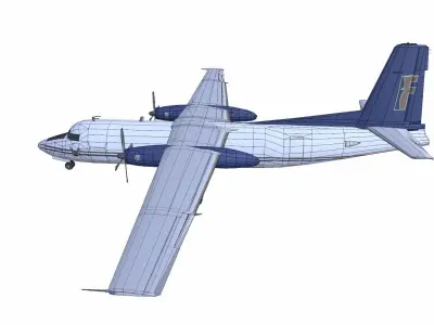 Lowpoly Fokker F27 Friendship Low-poly 3D model