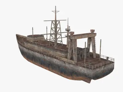 Abandoned Rusted Ship Low-poly 3D model