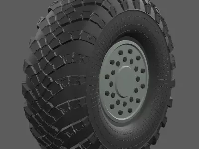 Bus Or Truck Back Part Wheel Set 3D Model Low-poly 3D model