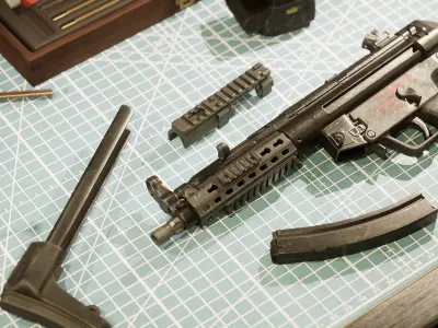 HK MP5A3 - MLI Low-poly 3D model