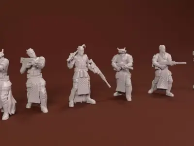 28mm Sci-Fi Arabic Infantry Squad 3D print model