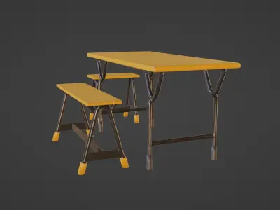 Outdoor table picnic Free low-poly 3D model