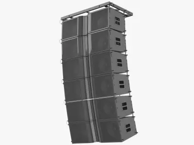 Line Array Speaker System with Rigging Frame 3D model