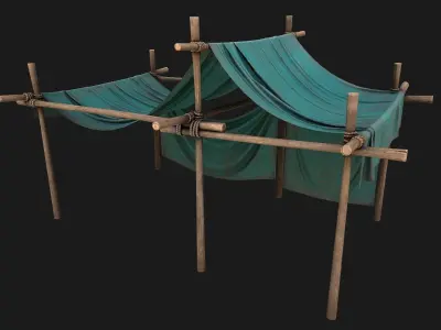 Large Trade Fair Tent Stalls Low-poly 3D model