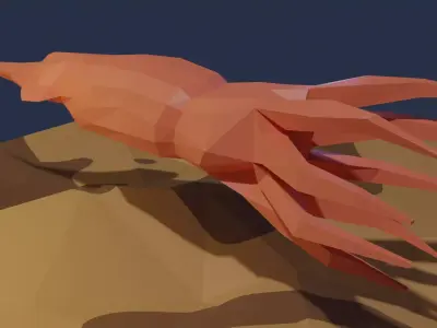 Squid polygonal fish Free low-poly 3D model