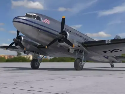 DC-3 Pan American Airways System PBR Low-poly 3D model