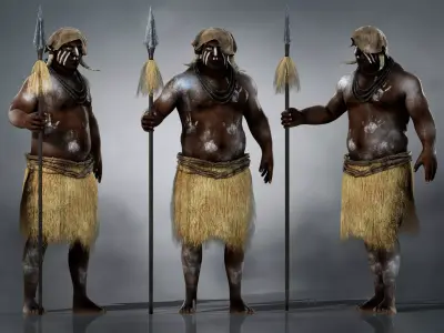 Native Hunter Low-poly 3D model