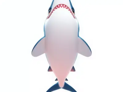 Cute Cartoon Shark 3D Playful Ocean Animal Big Smile Low-poly 3D model