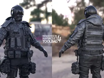 Female Military Outfit 5 Low-poly 3D model