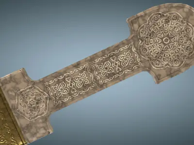 Unique Caucasian dagger Qama or Cossack dagger Low-poly 3D model