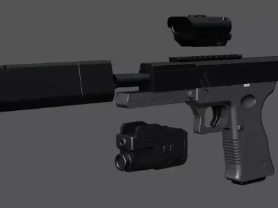 Ghost-9 Suppressed Pistol Low-poly 3D model