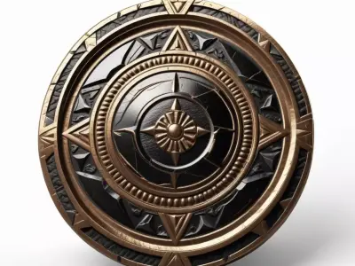 Fantasy Ornate Compass Shield 3D model