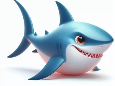 Cute Cartoon Shark 3D Playful Ocean Animal Big Smile Low-poly 3D model