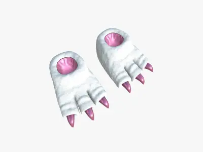Slippers G09 White Pink Dino Paw - Costume Character Design Low-poly 3D model