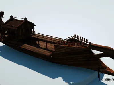 Boat Viking Low poly Low-poly 3D model