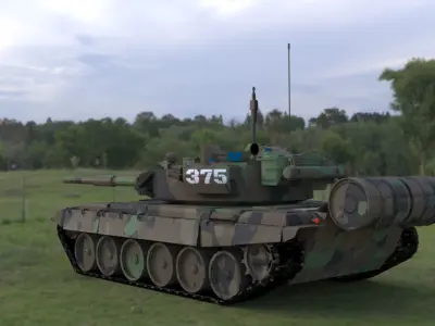 High-Quality Clean Camouflaged T90A Main Battle Tank 3D Model Low-poly 3D model