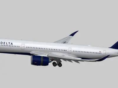 Airbus A350-900 XWB Delta airlnes Low-poly 3D model
