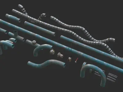 Modular Pipes - Old Painted Low-poly 3D model