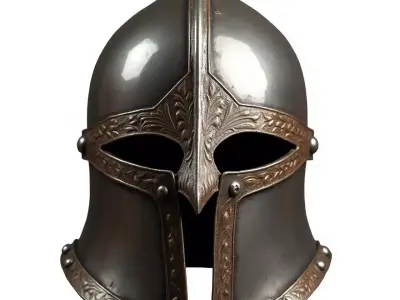 Regal Valor Ornate Medieval Knight Helmet 3D Model Low-poly 3D model