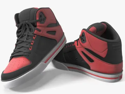 Skateboarding Street Shoes Black Red 3D model