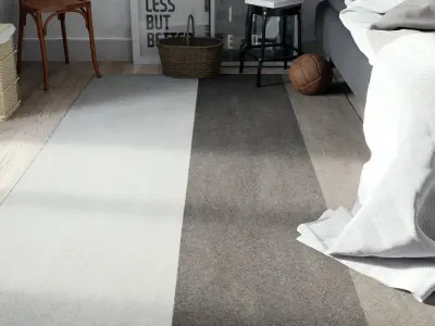  Thick Striped Shoreline Designer Rug Model, White &amp; Grey 