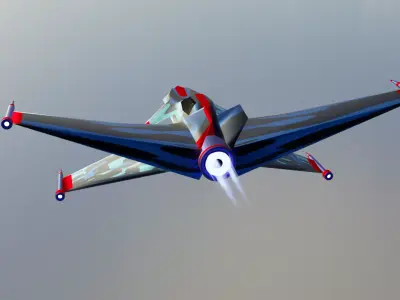 Futuristic Jet Fighter Game Ready 3D Model Low-poly 3D model